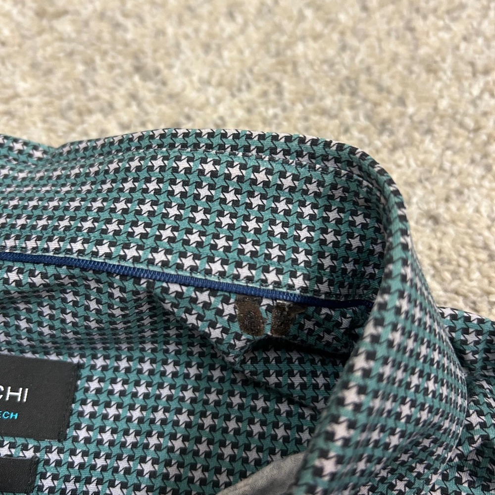 Bugatchi Button Down Ooohcotton Tech Xxl Teal Geo… - image 8